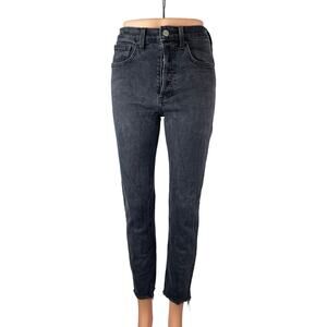 Aritzia Denim Forum Black Frayed Raw Hem High Rise Skinny Denim Jeans Pants 27